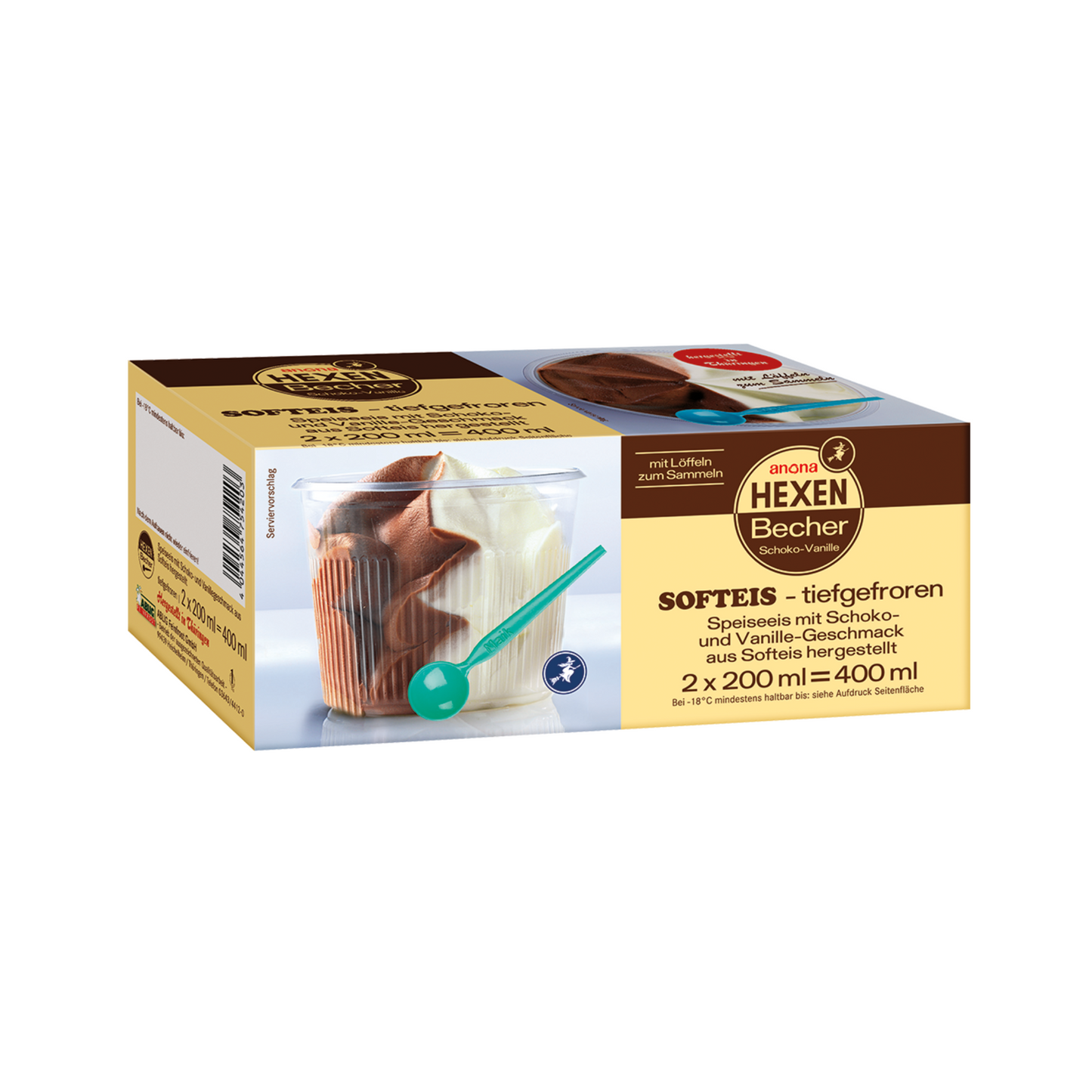 HEXEN-EIS Hexenbecher anona Softeis mit Schoko- und Vanillegeschmack 2x200ml