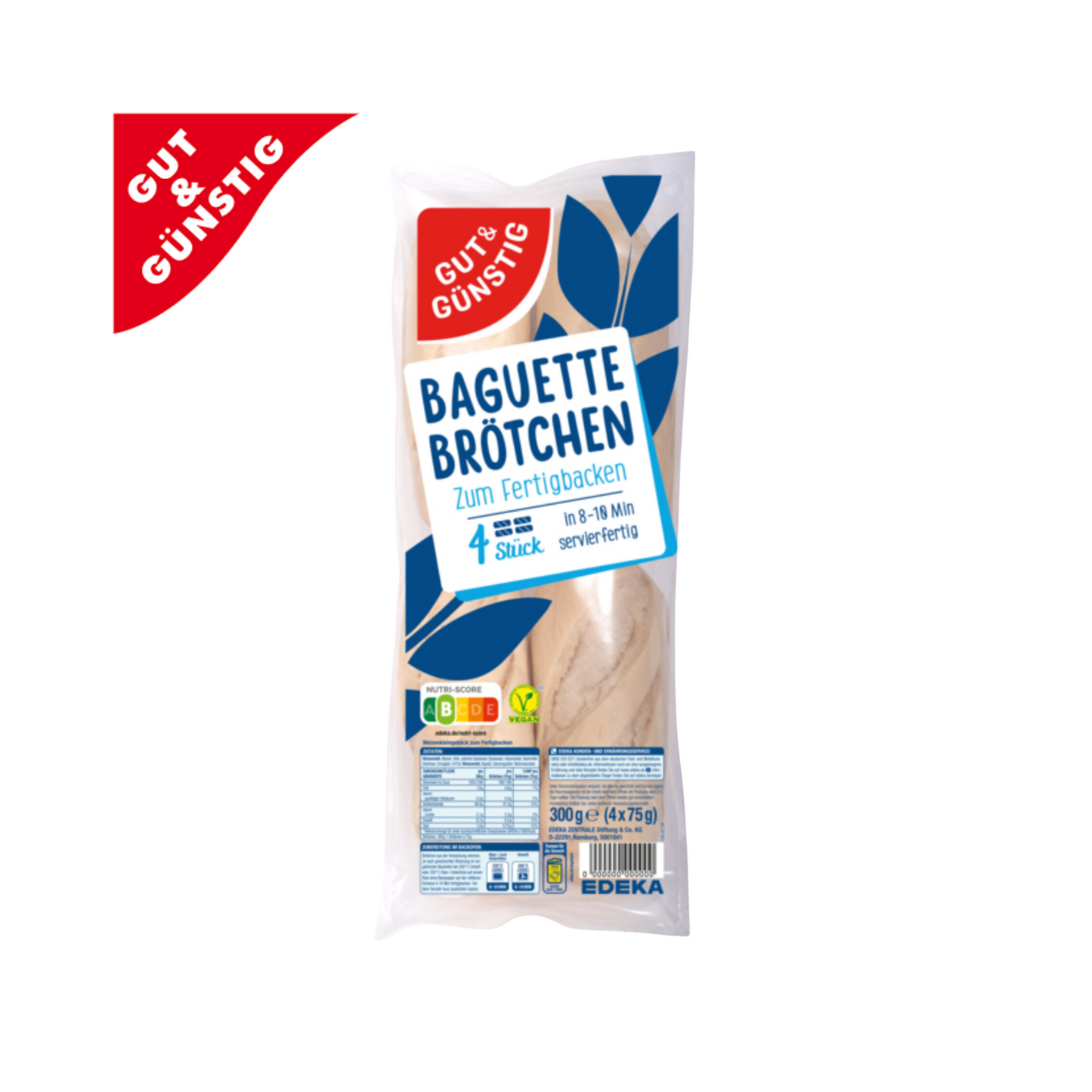 GUT&GÜNSTIG Baguette Brötchen 4ST 300g