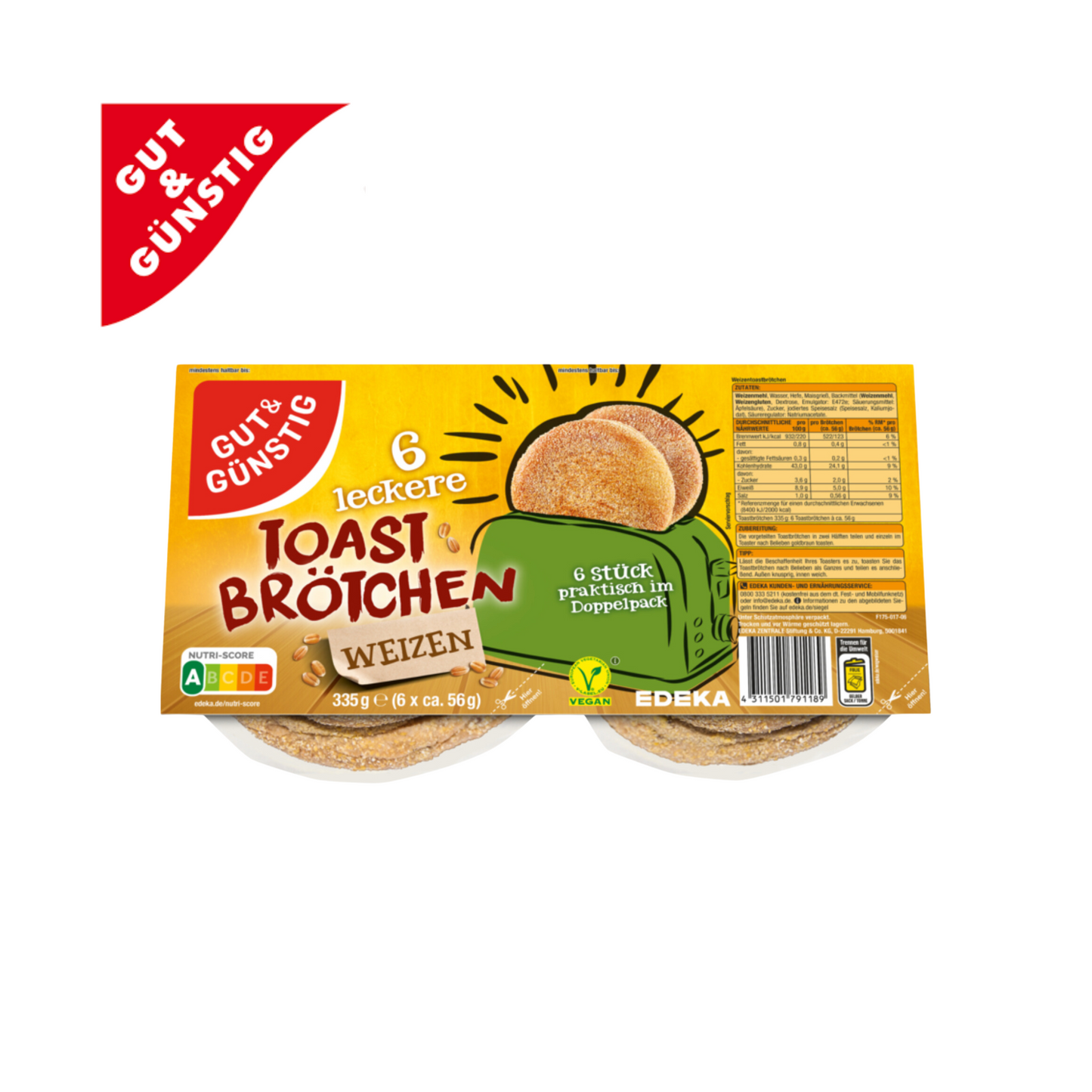 GUT&GÜNSTIG Weizentoastbrötchen 335g