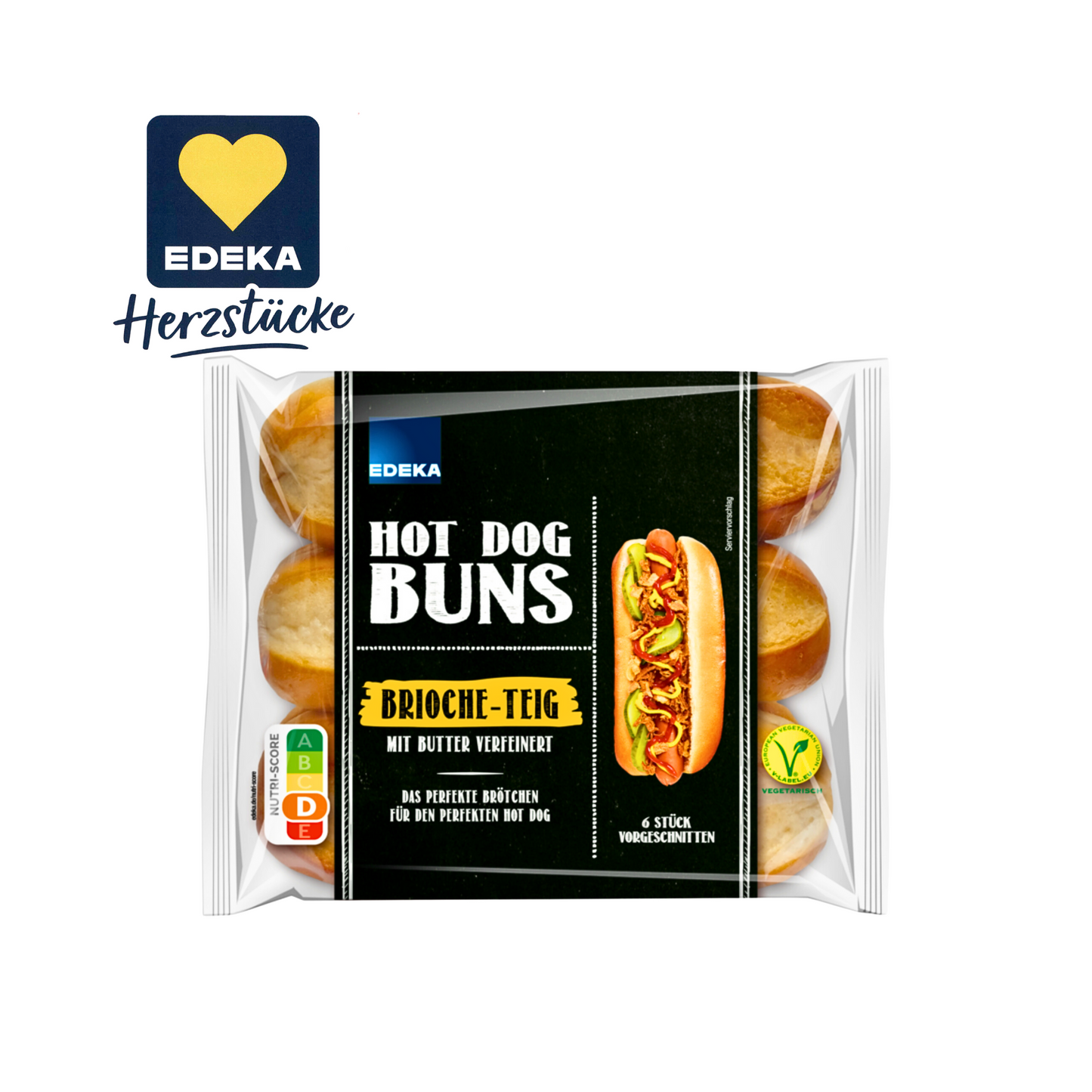 EDEKA Herzstücke Brioche Hot Dog Buns 6ST 270g