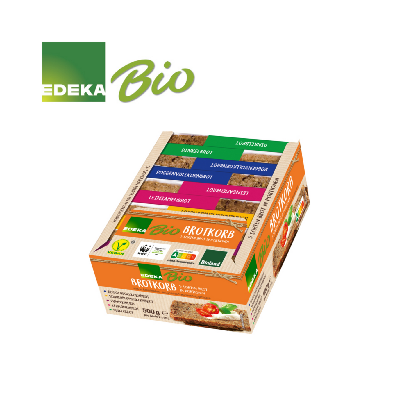 EDEKA Bio Brotkorb 5 Sorten Brot in Portionen 500g