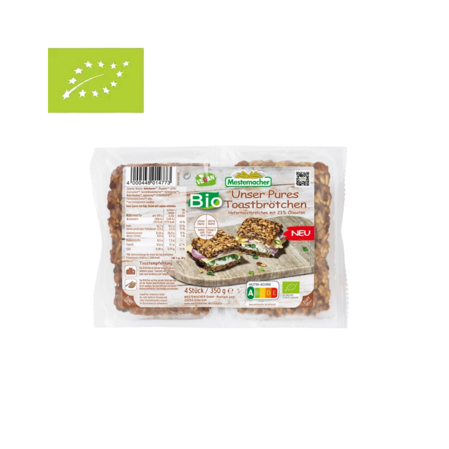 Bio Mestemacher Unser Pures Toastbrötchen 4ST 350g