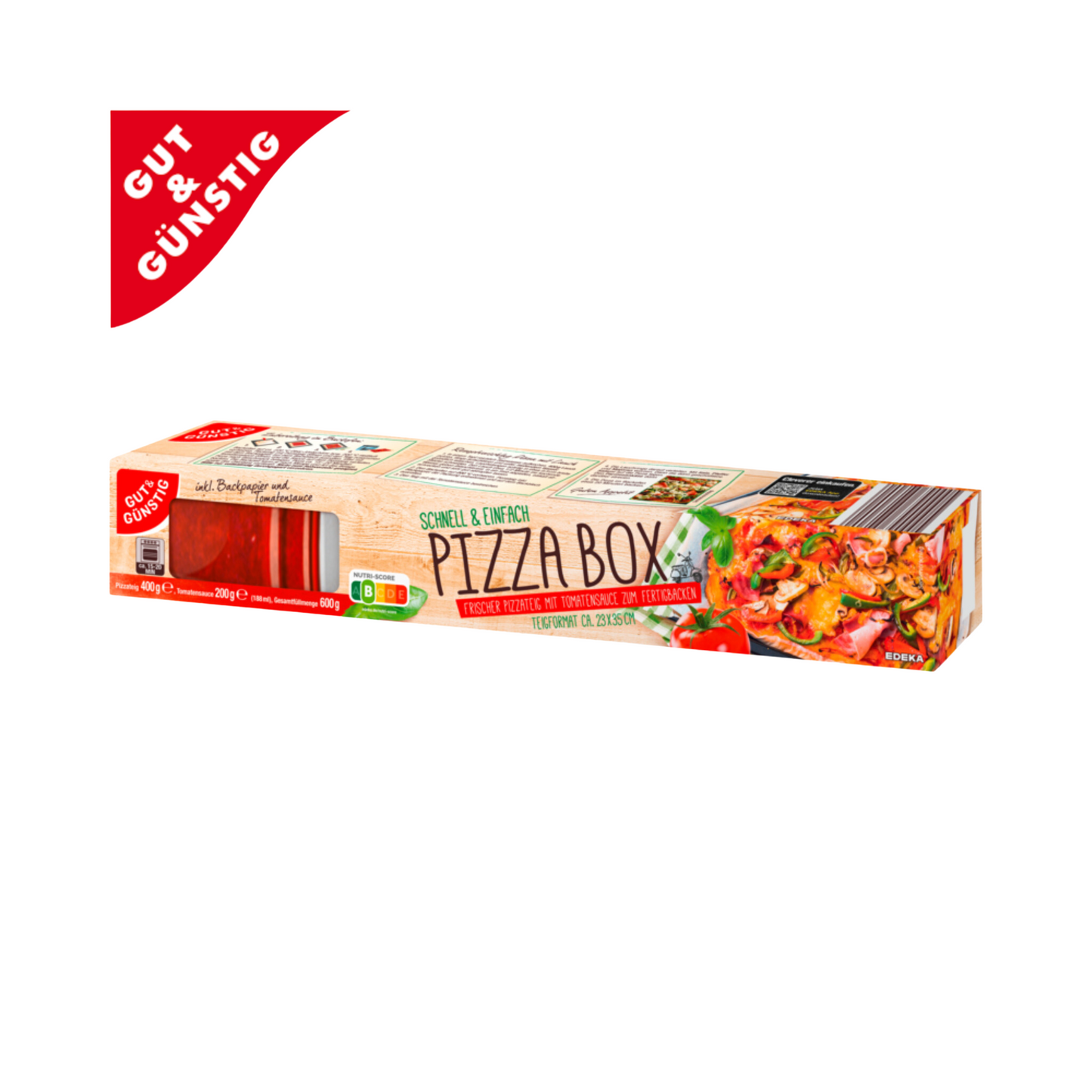GUT&GÜNSTIG Frischer Pizzateig mit Tomatensauce 600g