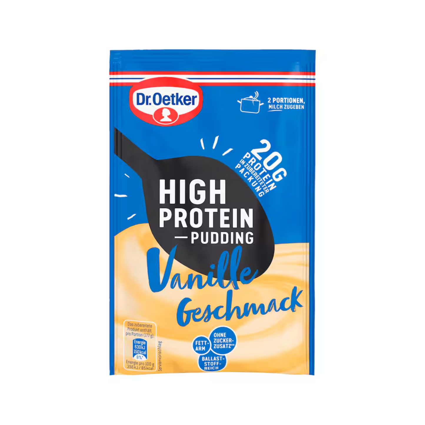 Dr.Oetker High Protein Pudding-Pulver Vanille Geschmack für 300ml 55g