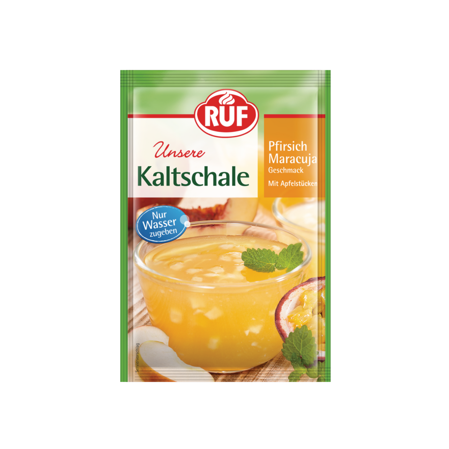 RUF Instant Kaltschale Pfirsich Maracuja Geschmack mit Apfelstücken für 0,5l 90g
