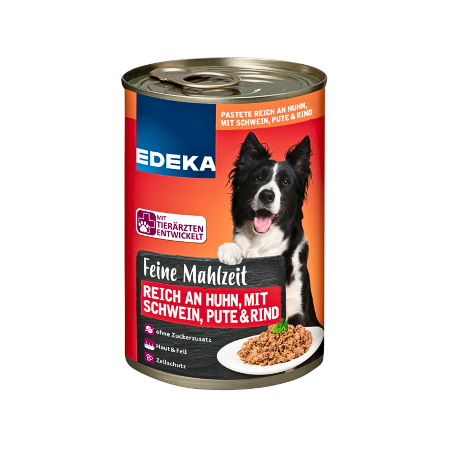 EDEKA Herzstücke Feine Mahlzeit Hund Reich an Huhn mit Schwein, Rind und Pute 400g