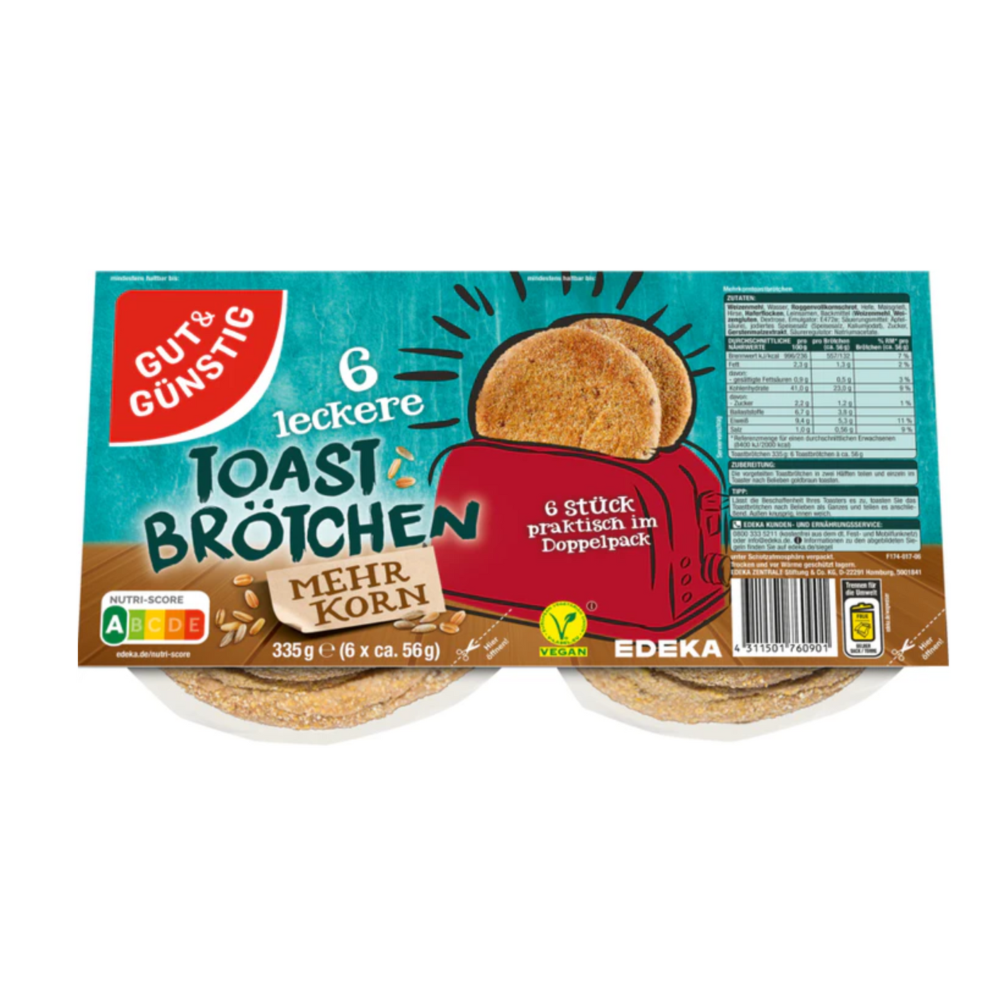 GUT&GÜNSTIG Mehrkorntoastbrötchen 6ST 335g