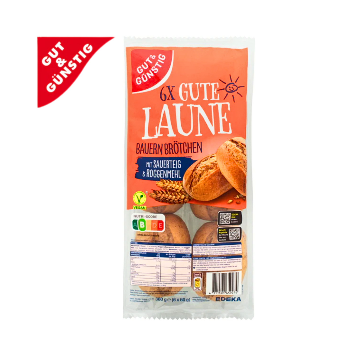 GUT&GÜNSTIG Gute Laune Bauernbrötchen 6ST 360g