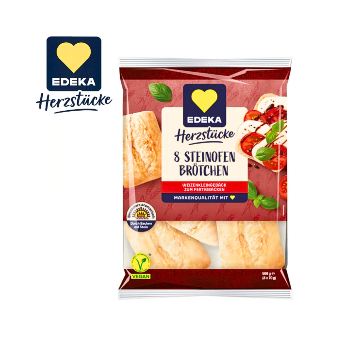 EDEKA Herzstücke Steinofenbrötchen 8ST 560g