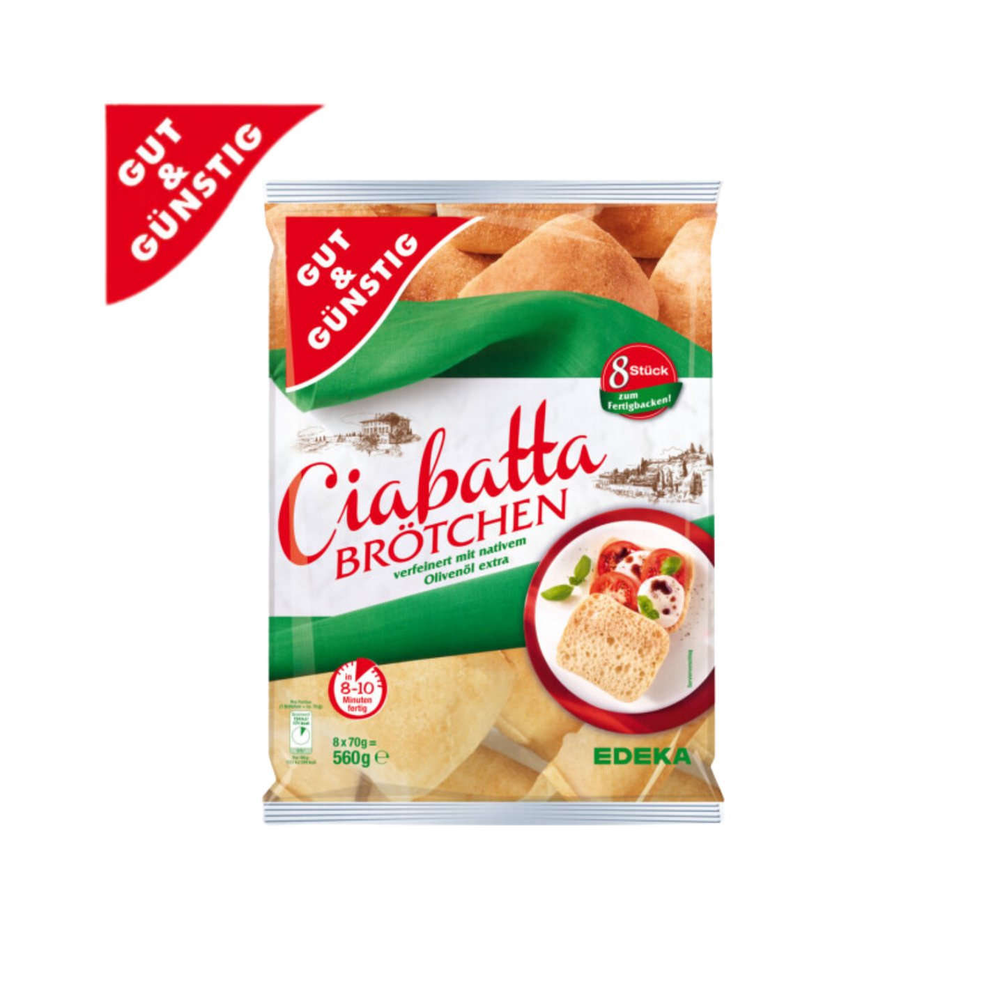 GUT&GÜNSTIG Ciabatta Brötchen 8ST 560g