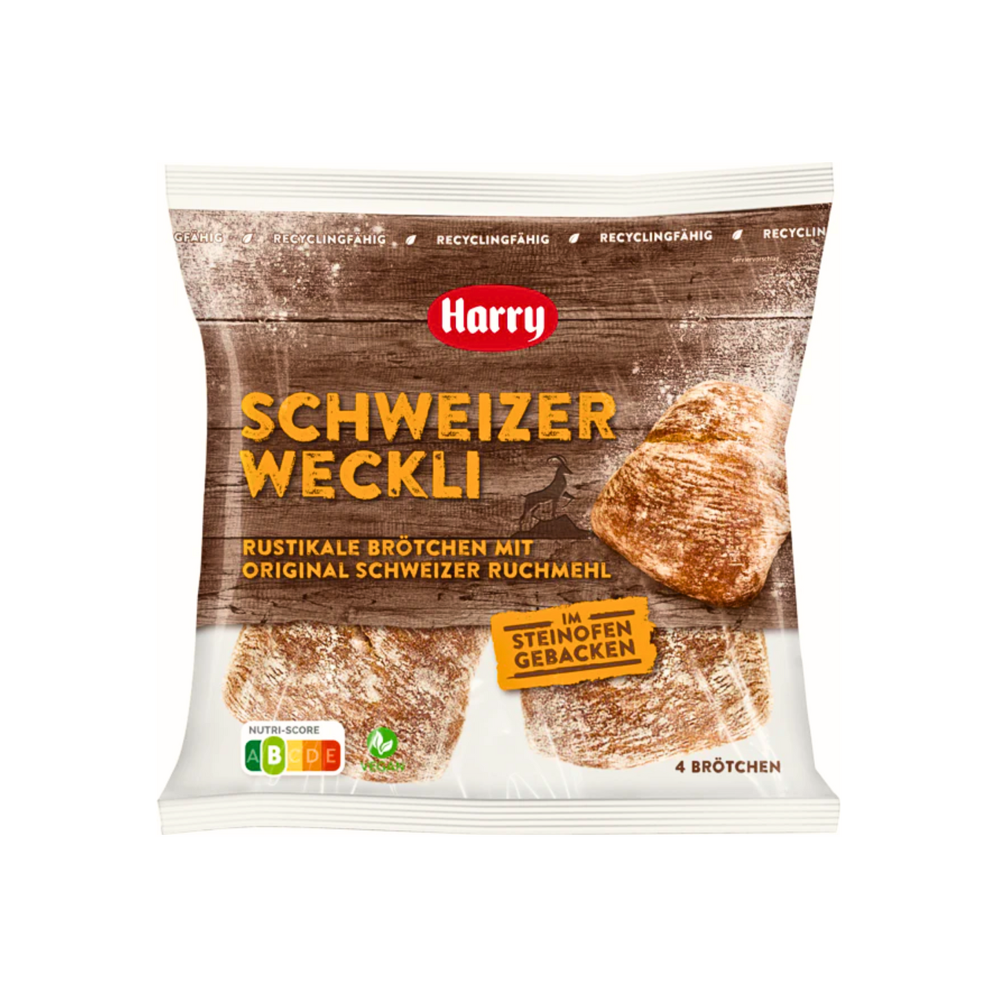 Harry Schweizer Weckli Weizenbrötchen zum Fertigbacken 4ST 280g