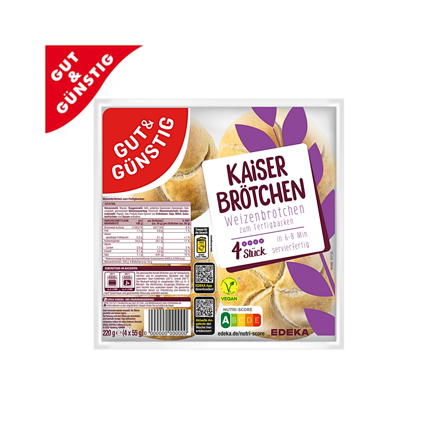 GUT&GÜNSTIG Kaiserbrötchen 220g