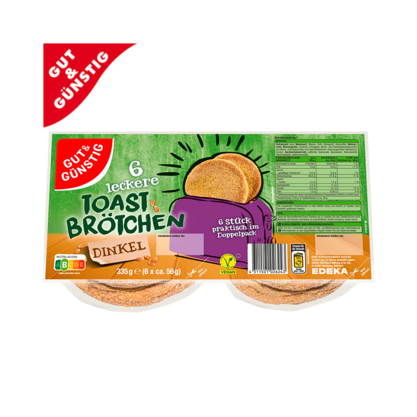 GUT&GÜNSTIG Dinkeltoastbrötchen 335g