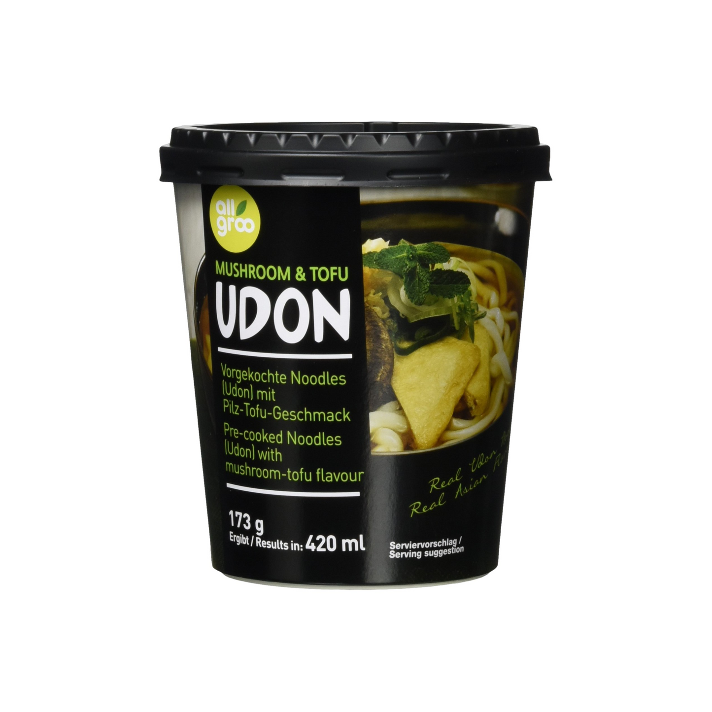 Allgroo Udon Cup-Nudeln Pilz und Tofu 173g
