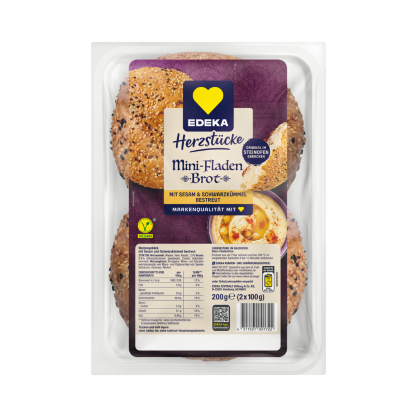EDEKA Herzstücke Mini Fladenbrote 2x100g