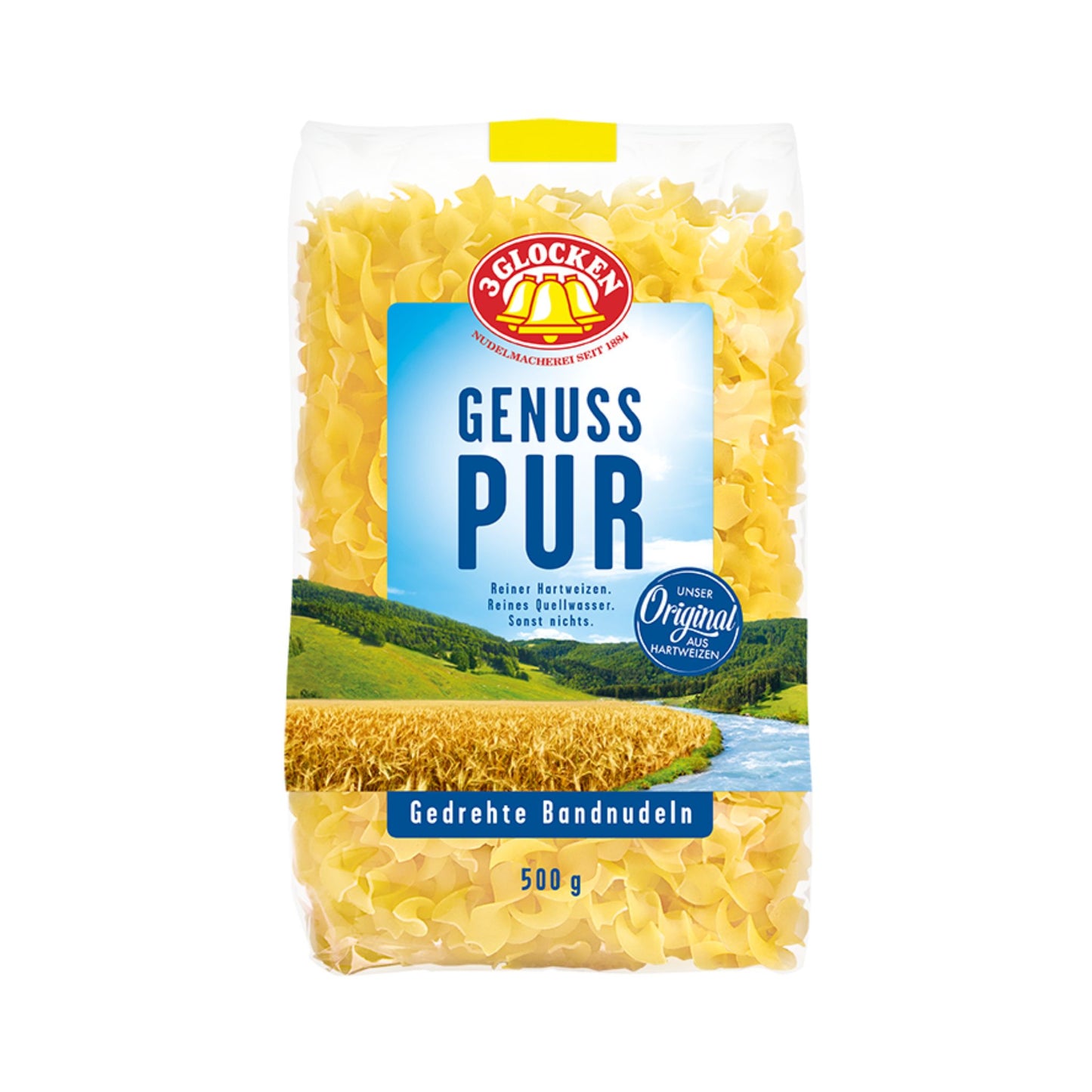 3 Glocken Genuss Pur gedrehte Bandnudeln 500g