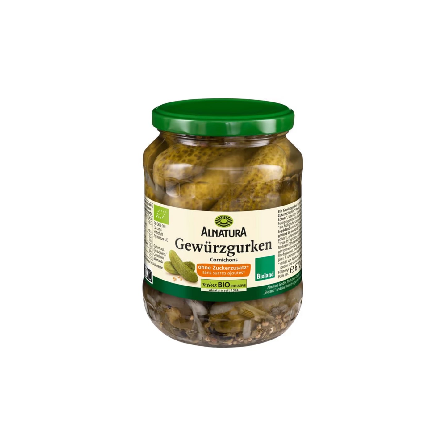 Bio Alnatura Gewürzgurken ungesüßt 670g