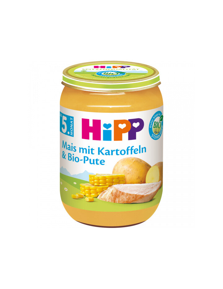 Bio Hipp Menü Mais mit Kartoffeln und Pute ab dem 5.Monat 190g