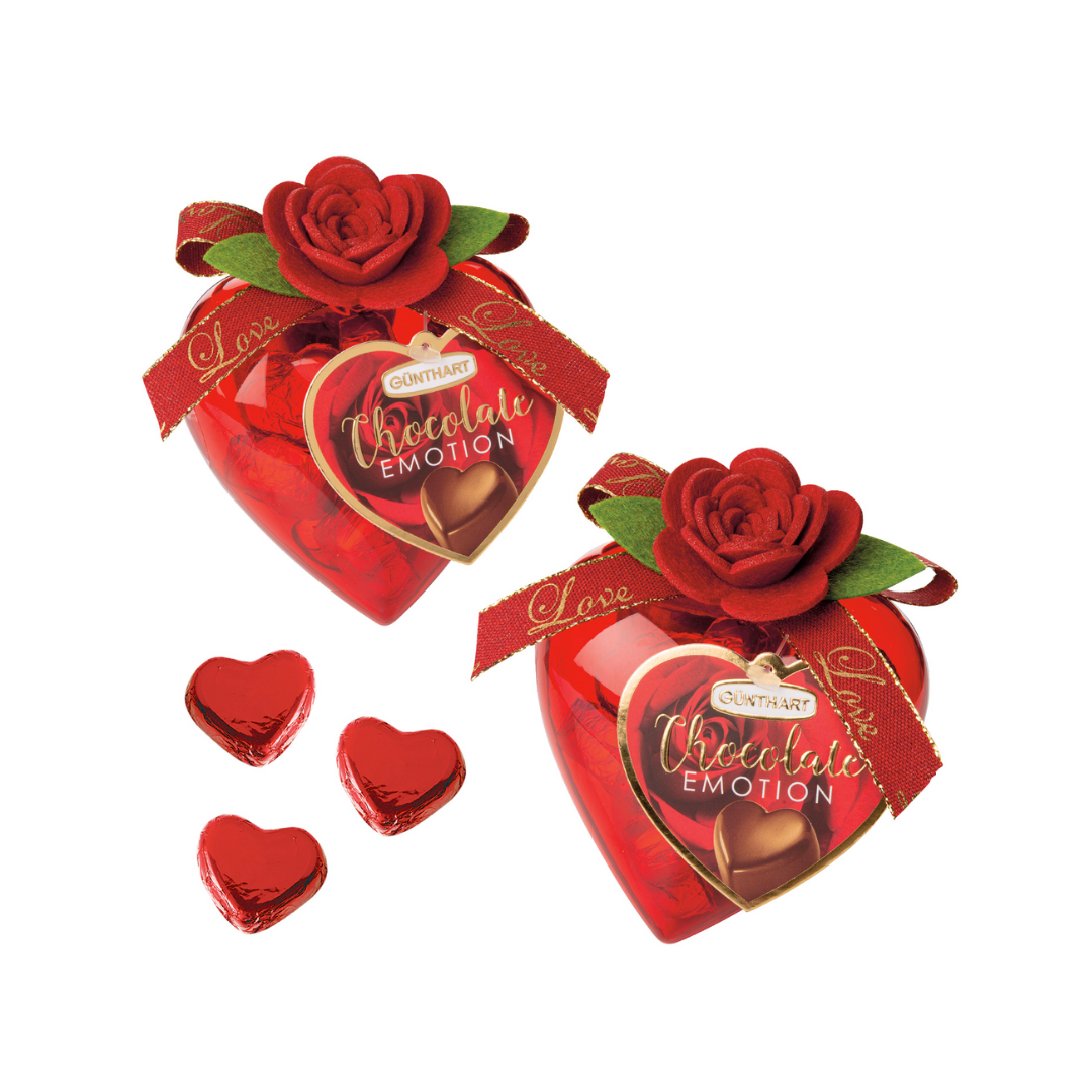 Günthart Chocolate Emotion Präsent Herz mit Rose 80g