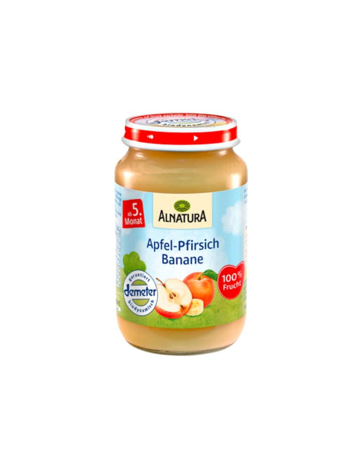 Demeter Alnatura Apfel mit Banane und Pfirsich 190g