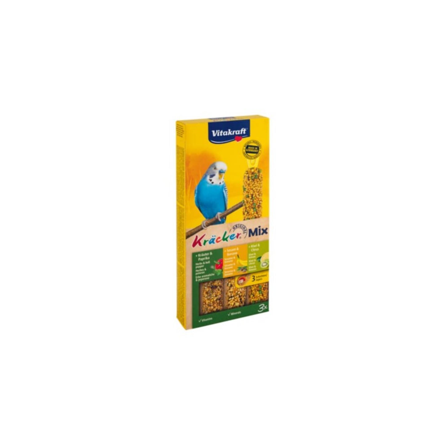 Vitakraft Kräcker Trio Banane/Kräuter/Kiwi für Sittiche 3ST 90g