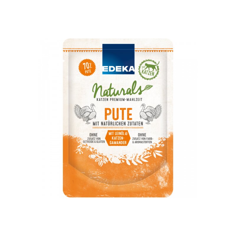 EDEKA Naturals Cat Pute und Katzengamander mit Leinöl 85g