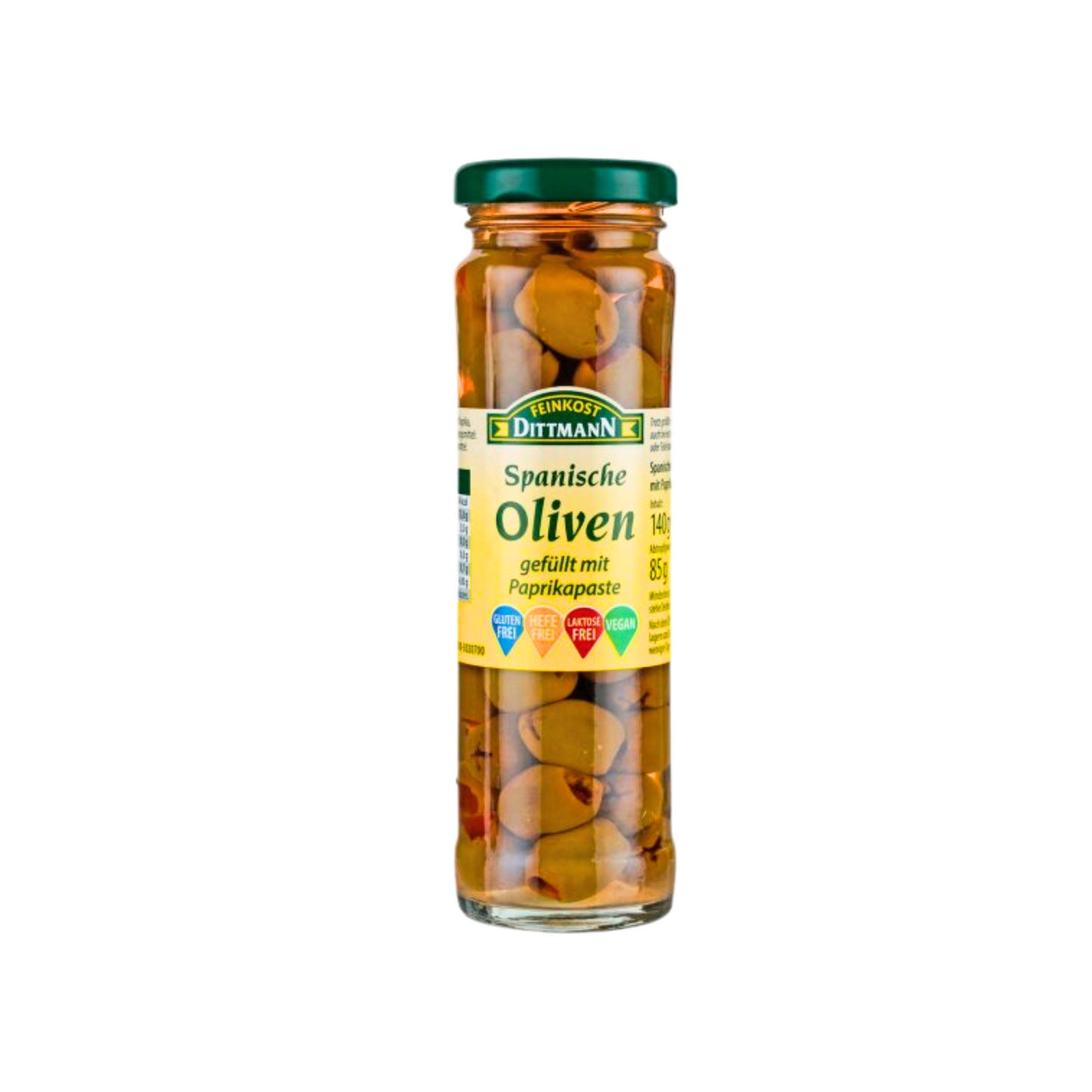 Feinkost Dittmann Oliven gefüllt mit Paprika Paste 140g
