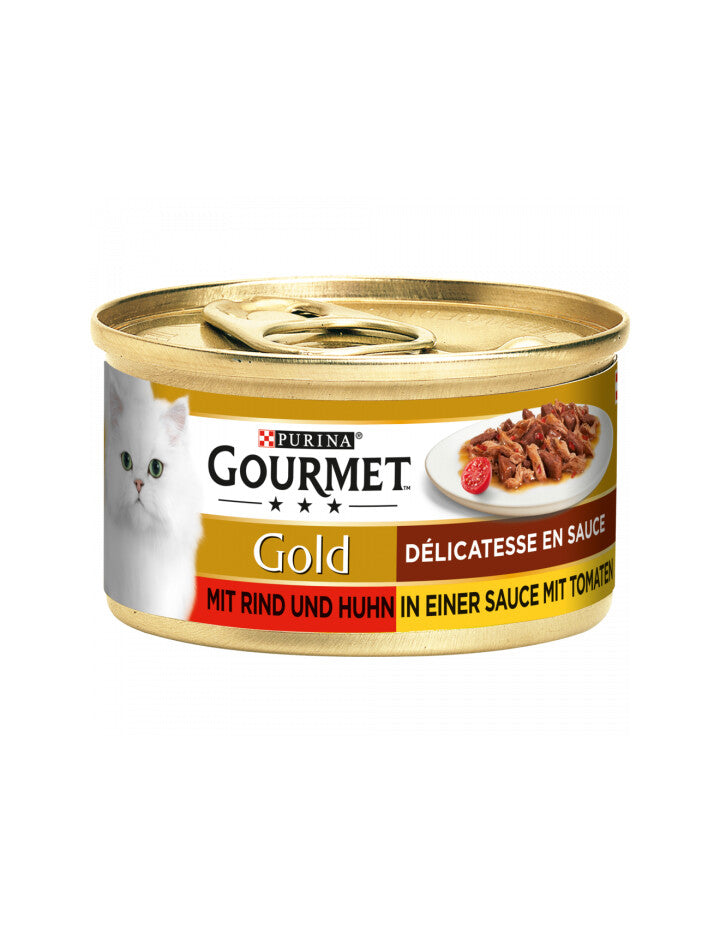 Gourmet Gold Duo in Tomate Rind&Huhn Katzennassnahrung 85g