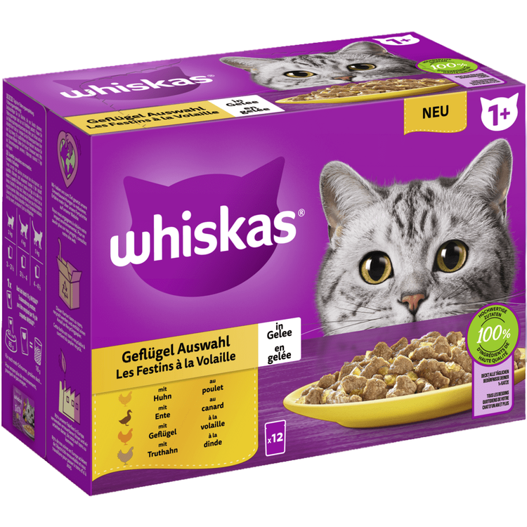Whiskas Geflügel Auswahl in Gelee 12x85g