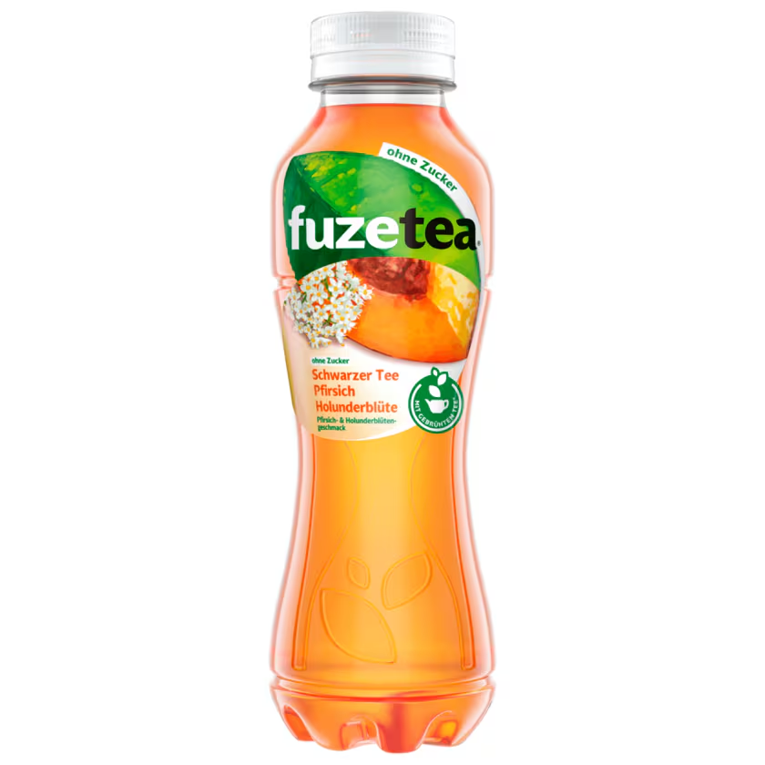 Fuze Tea Schwarzer Tee Pfirsich Holunderblüte ohne Zucker 0,4l DPG