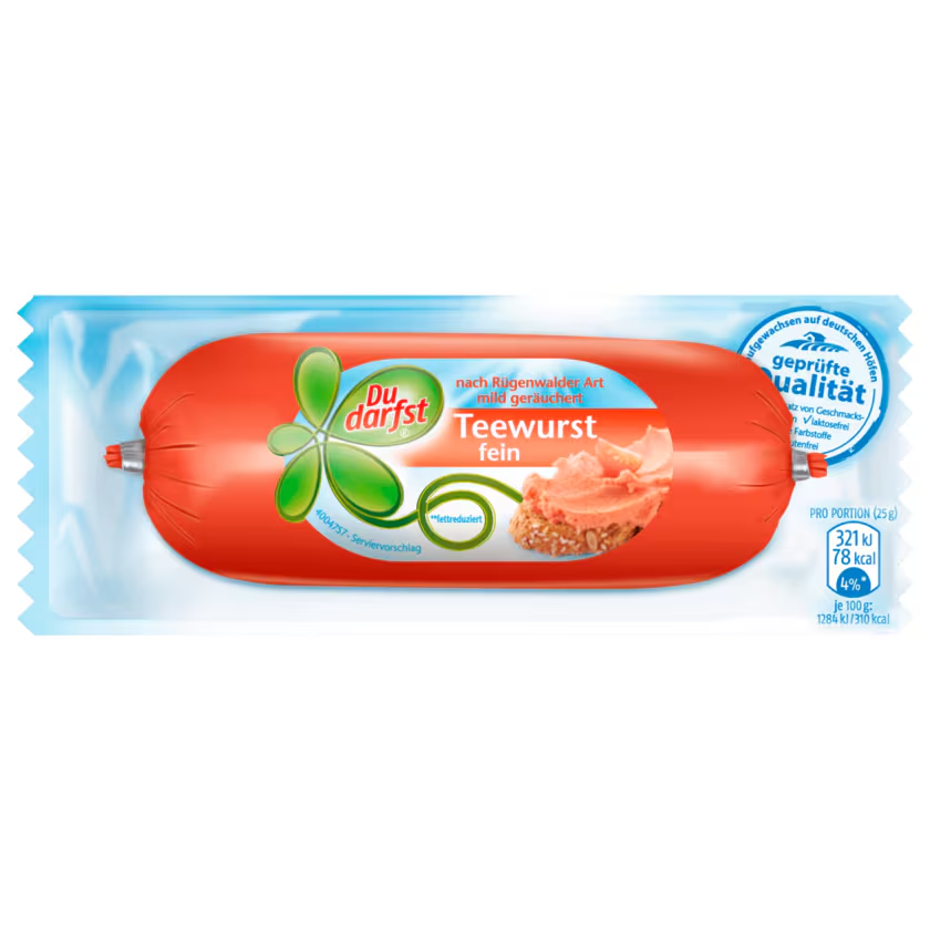Du Darfst Feine Teewurst nach Rügenwalder Art mild geräuchert 100g