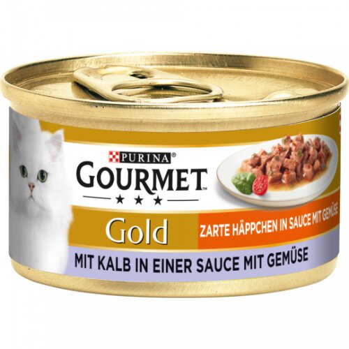 Gourmet Gold Leckerbissen in Sauce Kalb&Gemüse Katzennassnahrung 85g