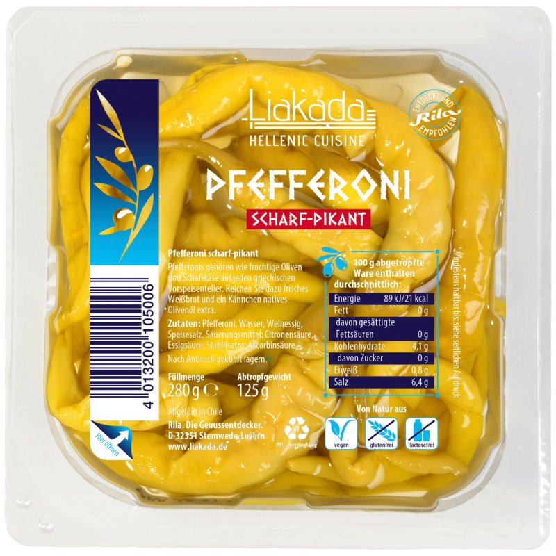 Liakada Pfefferoni scharf 280g