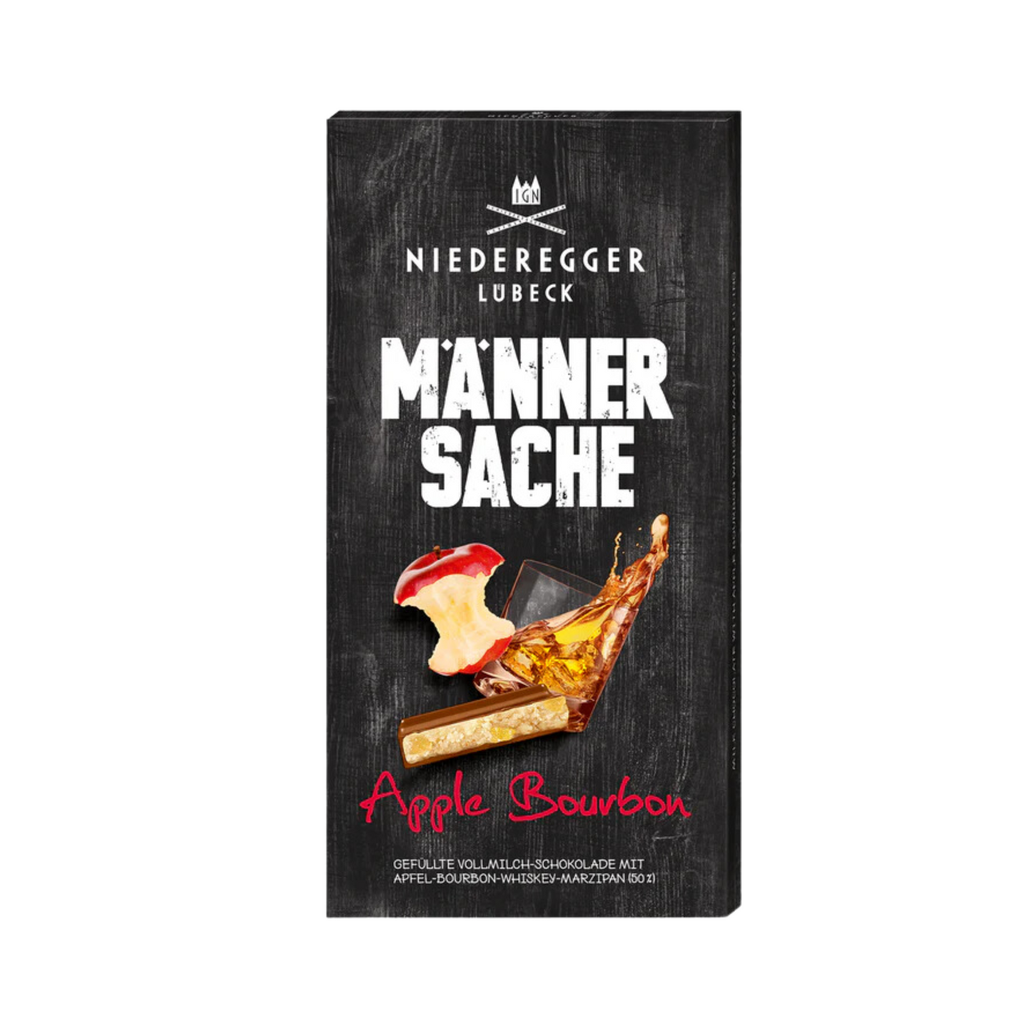 Niederegger Marzipan Tafel-Schokolade Männersache Apple Bourbon 110g