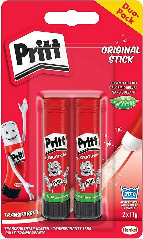 Pritt Klebestift 2x11g Transparent+1x10g Farbig