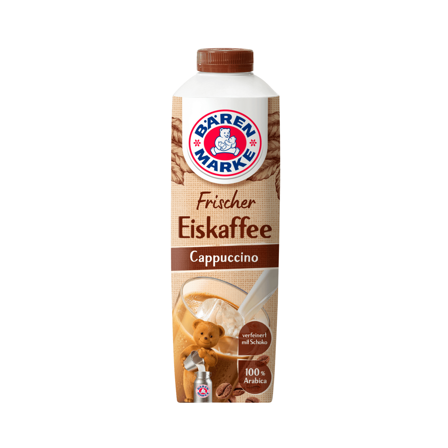Bärenmarke Frischer Eiskaffee Cappuccino verfeinert mit Schoko 1,8% 1l