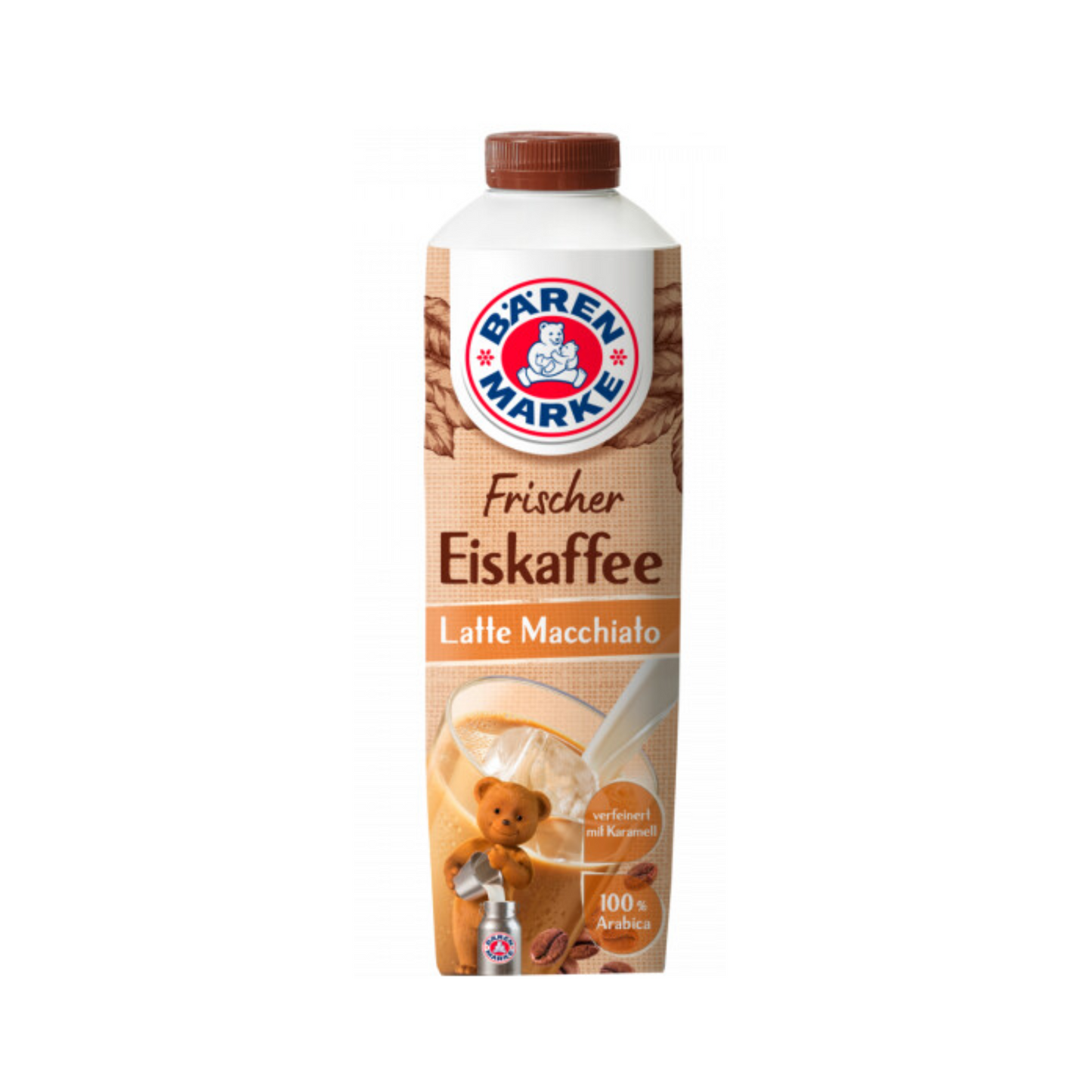 Bärenmarke Frischer Eiskaffee Latte Macchiato verfeinert mit Karamell 1,8% 1l