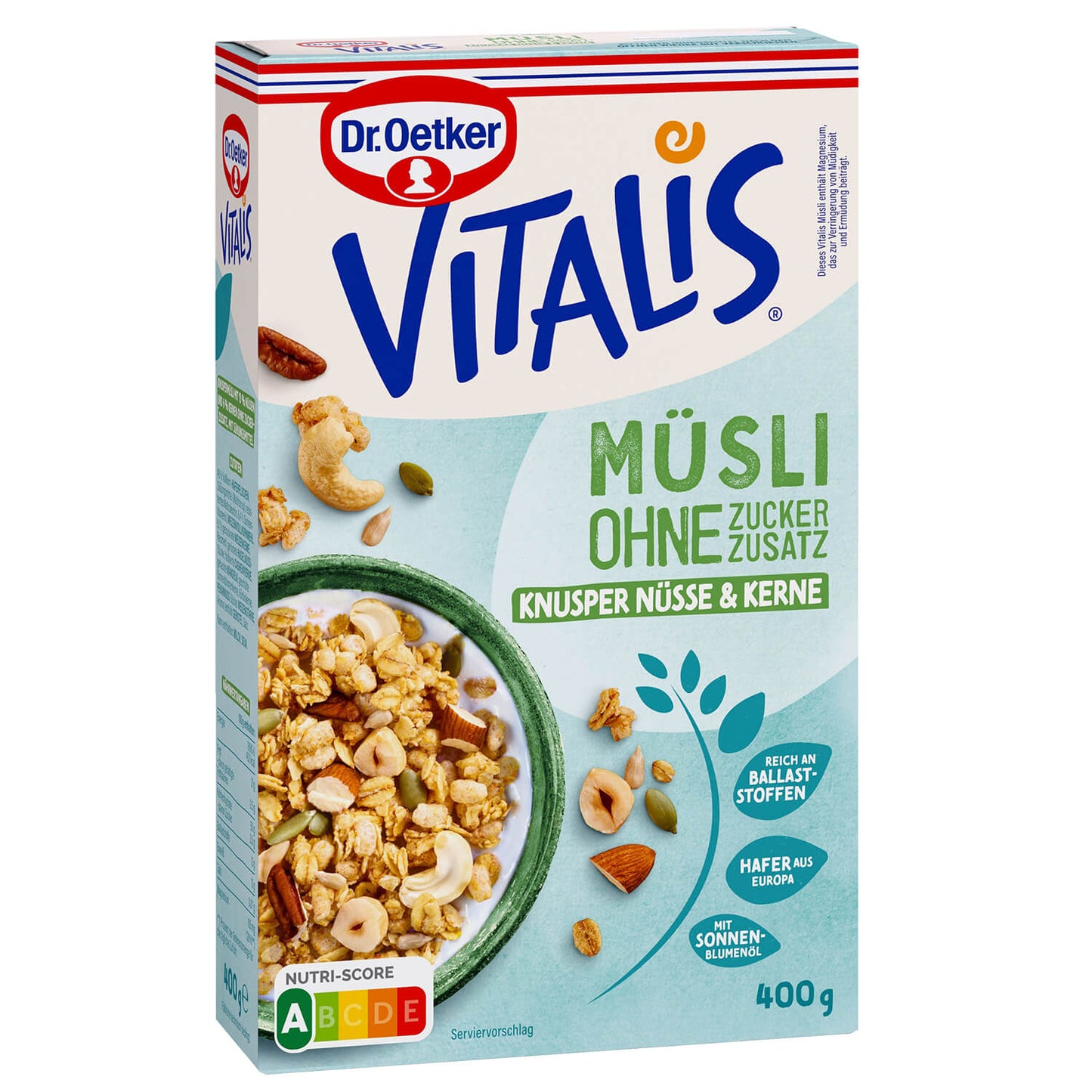 Dr.Oetker Vitalis ohne Zuckerzusatz Knusper Nüsse&Kerne 400g