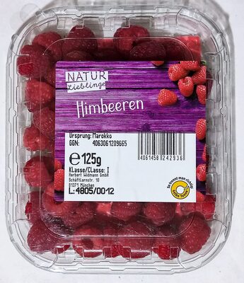 Himbeeren rot Marokko Klasse I 125g Klarsichtpackung