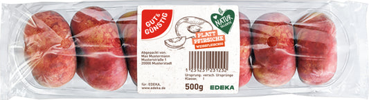 GUT&GÜNSTIG Plattpfirsiche weiß Spanien Klasse I 500g Schale mit Flowpack