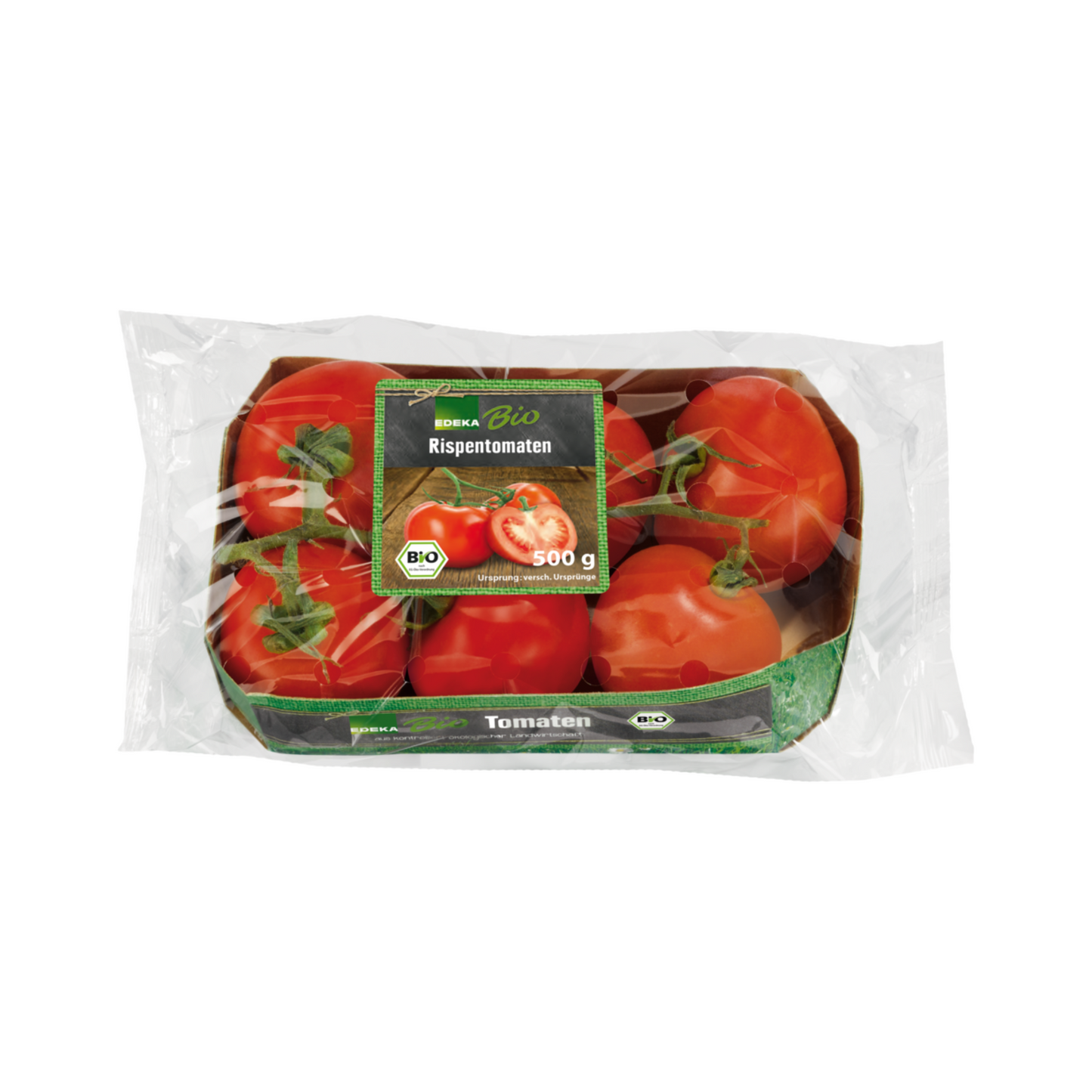 Bio EDEKA Rispentomaten Spanien Klasse II 500g Kartonschale in Folie