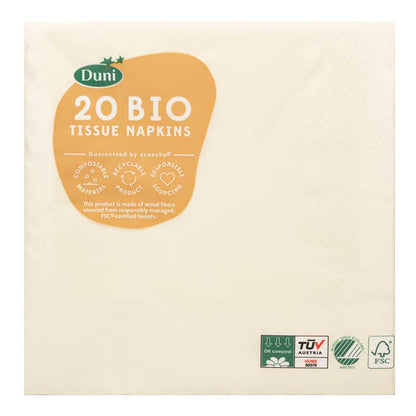 Duni Servietten Uni cream Tissue 3-lagig 33x33cm 20ST