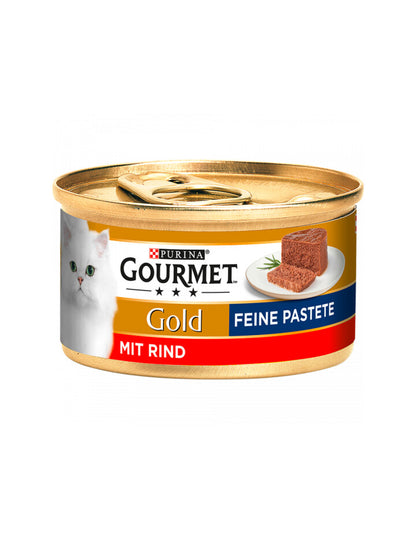 Gourmet Gold Feine Pastete mit Rind Katzennassnahrung 85g