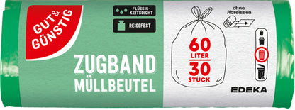 GUT&GÜNSTIG Müllbeutel mit Zugband 60l 30ST