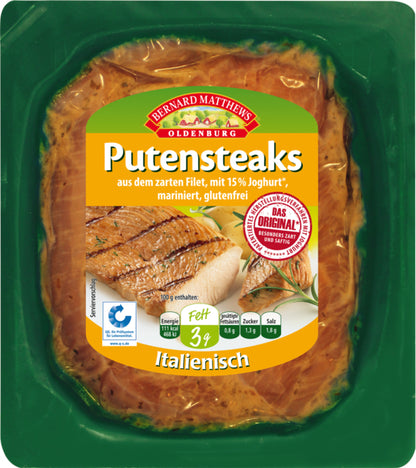 Bernard Matthews Oldenburg Putensteaks in Joghurt Italia Marinade 2ST ca.330g QS ITW