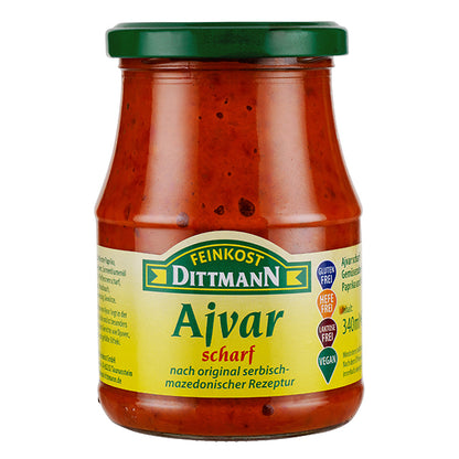 Feinkost Dittmann Ajvar scharf nach original serbisch mazedonische Rezeptur 340ml