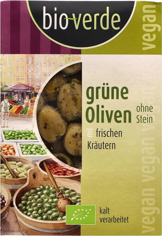 Bio-Verde Grüne Oliven ohne Stein 150g
