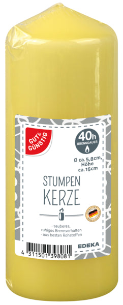 GUT&GÜNSTIG Stumpenkerze gelb 150x60mm