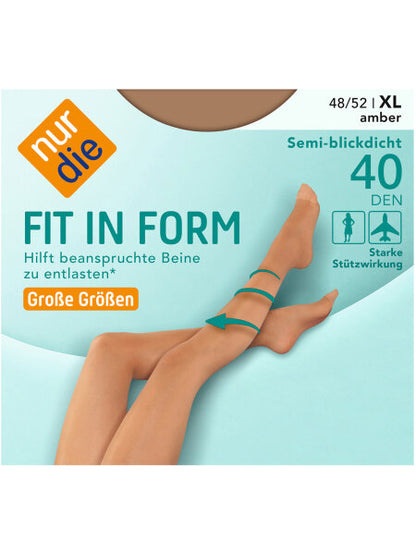 nur die Fit in Form Strumpfhose 40den Komfortgröße perle 122 Gr.48/52
