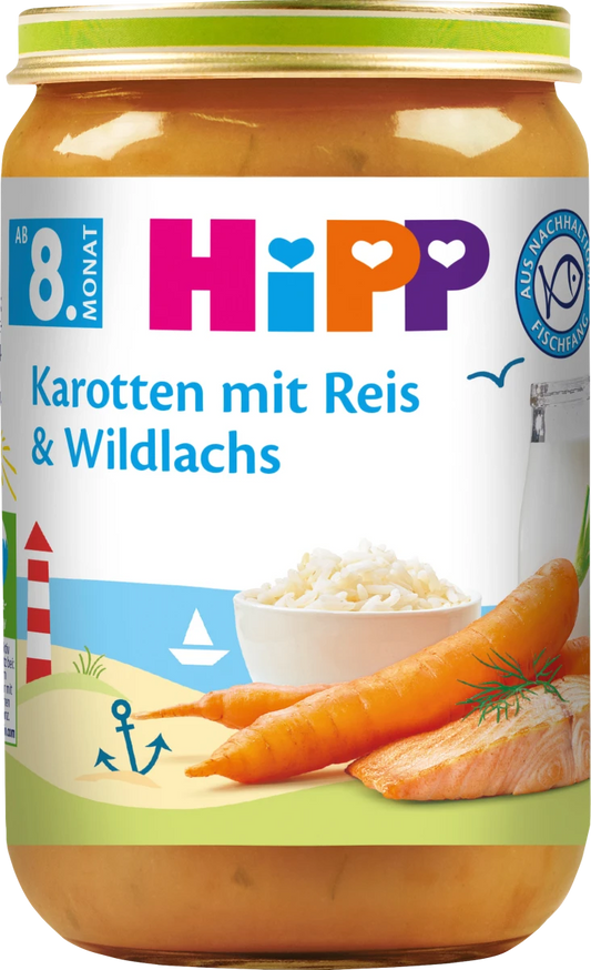 Hipp Menüs Karotten mit Reis&Wildlachs ab dem 8.Monat 220g